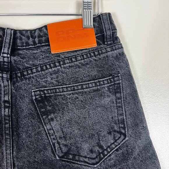 Princess Polly Shorts Womens 4 Washed Black Jean High Rise Distressed Button Fly - Picture 4 of 5